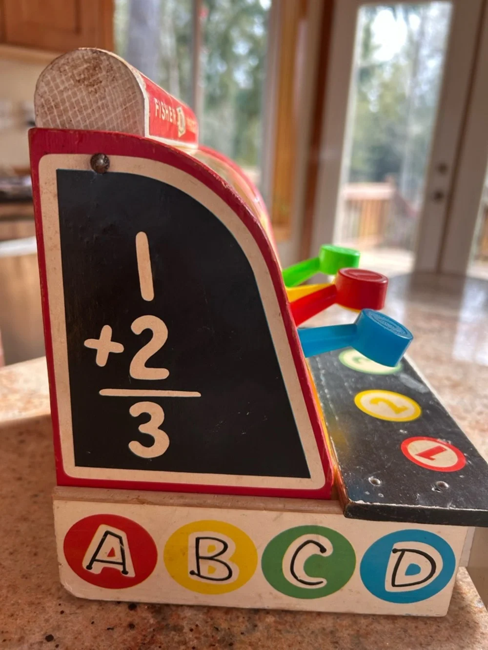 Fisher-Price #972 Toy Wooden Cash Register Bold Multicolor Vintage 1960’s